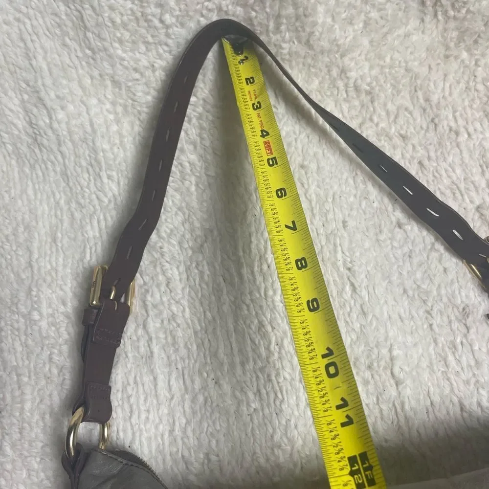 Hobo Leather Grayish green , Brown and Shoulder Bag with gold tone hardwares.